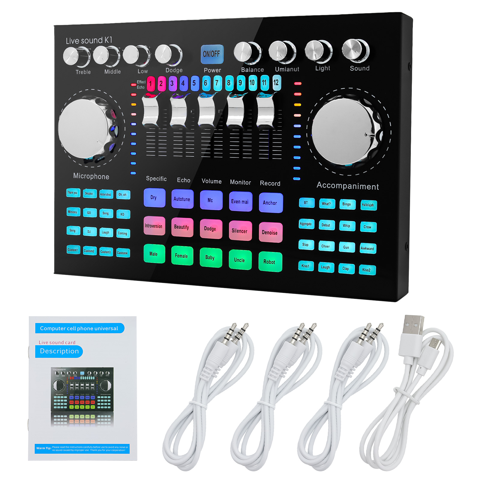Audio Music Voice Changer - K1 오디오 믹서 라이브 사운드 카드