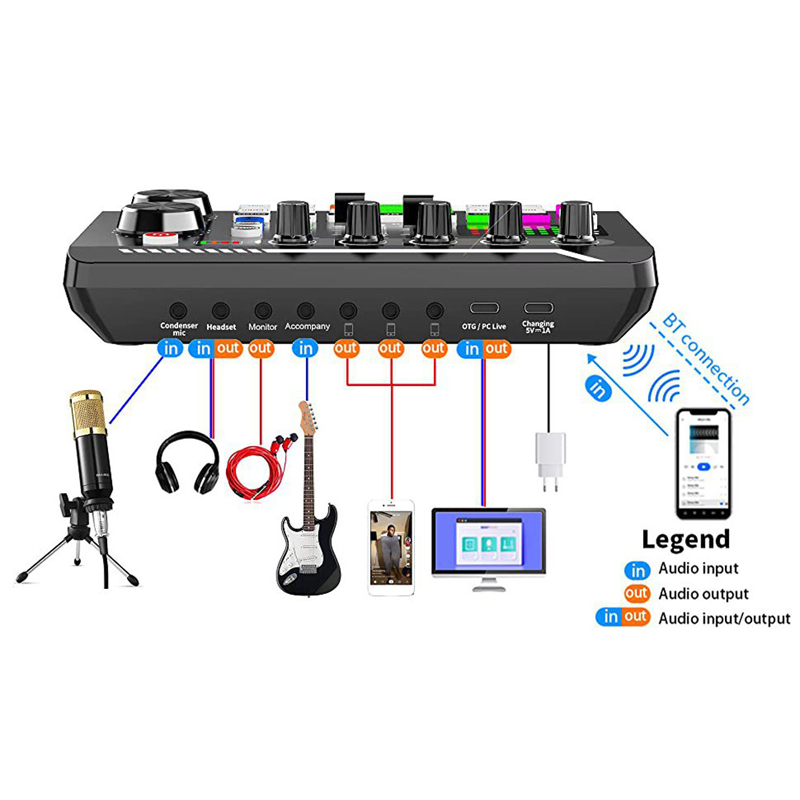 F998 라이브 사운드 카드 오디오 튜너 고음 및 저음 - Audio Music Voice Changer 리뷰 및 가격